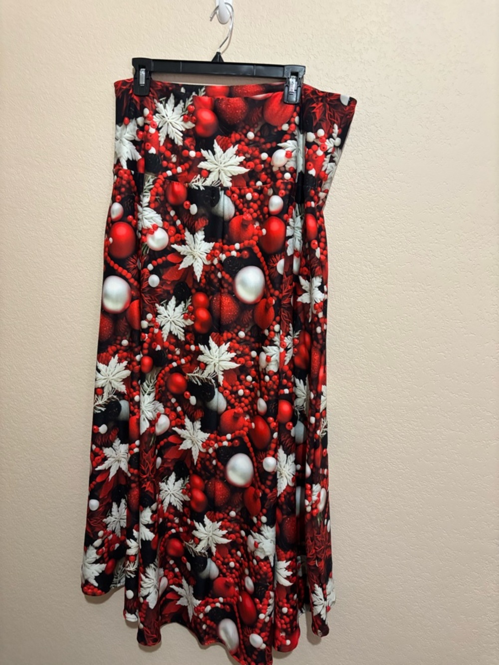 Red & White Holiday Print Maxi high low dress/skirt